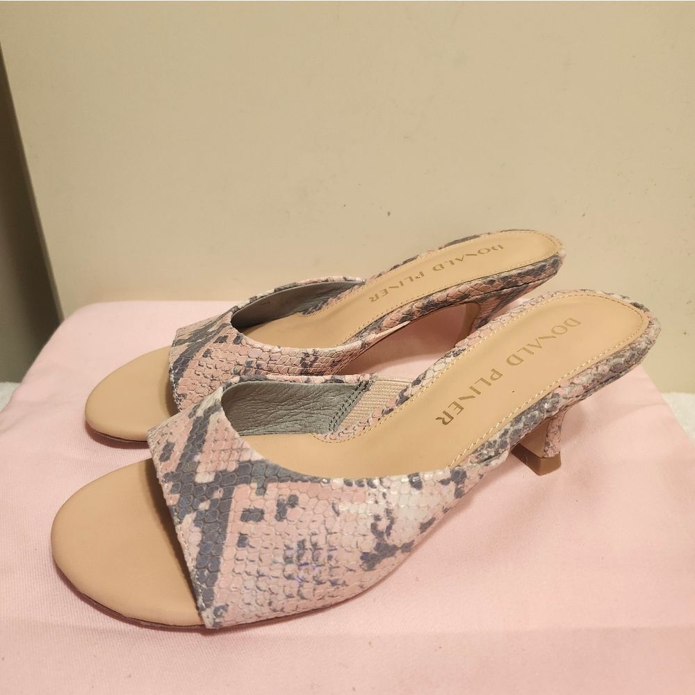 Donald J Pliner "Luis" Peach Python Print Leather… - image 2